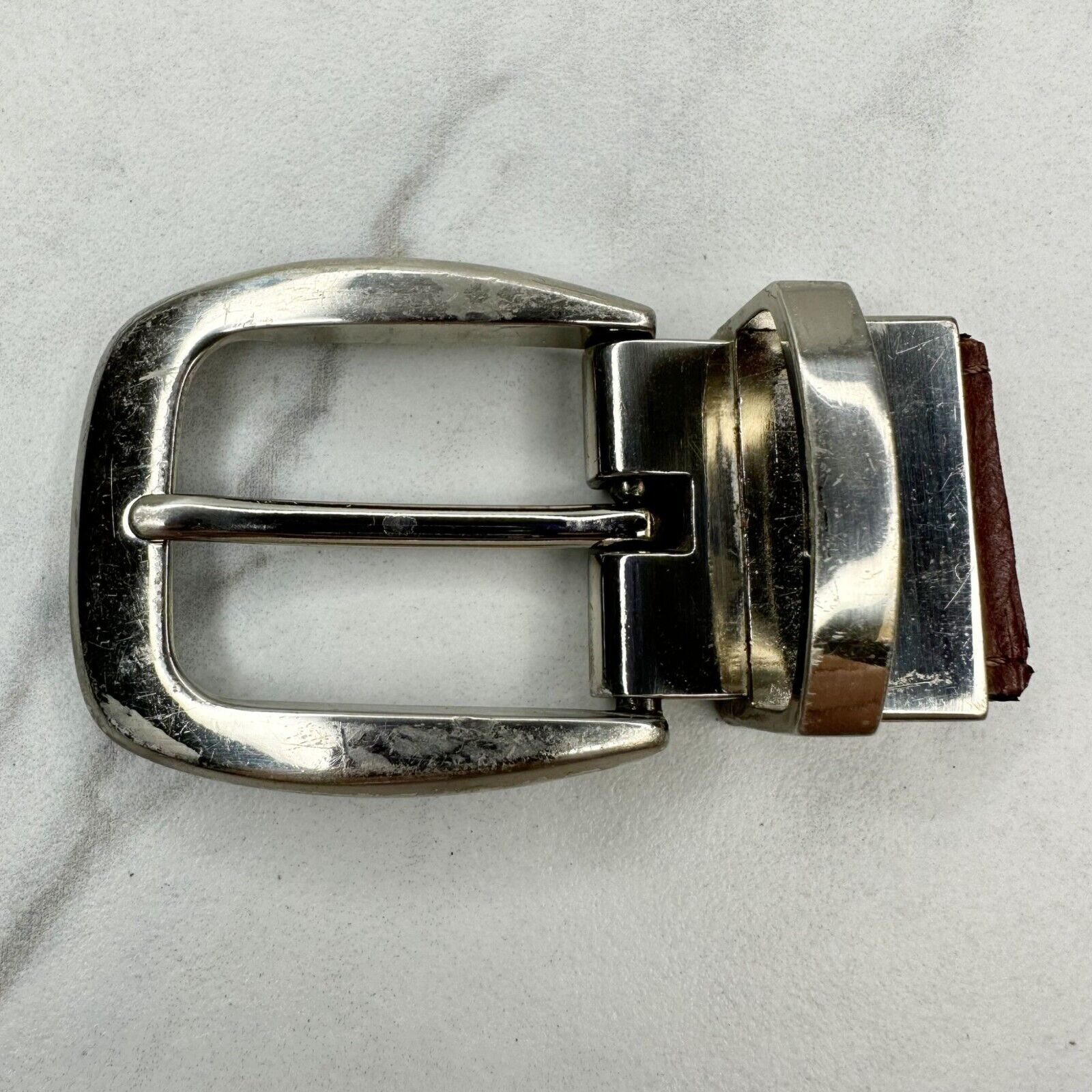 Silver Tone Reversible Simple Basic Belt Buckle